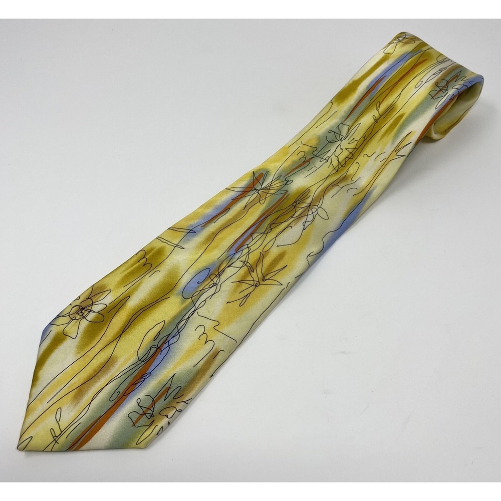 J Garcia Banyan Trees Collection Fifty-six Men's Yellow Silk Necktie Tie